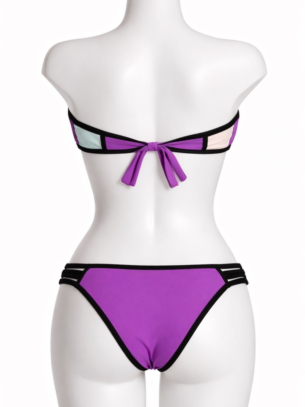 Vintage Body Glove Bikini XS Strapless Colorblock Mesh Swim Set - Picture 3 of 9